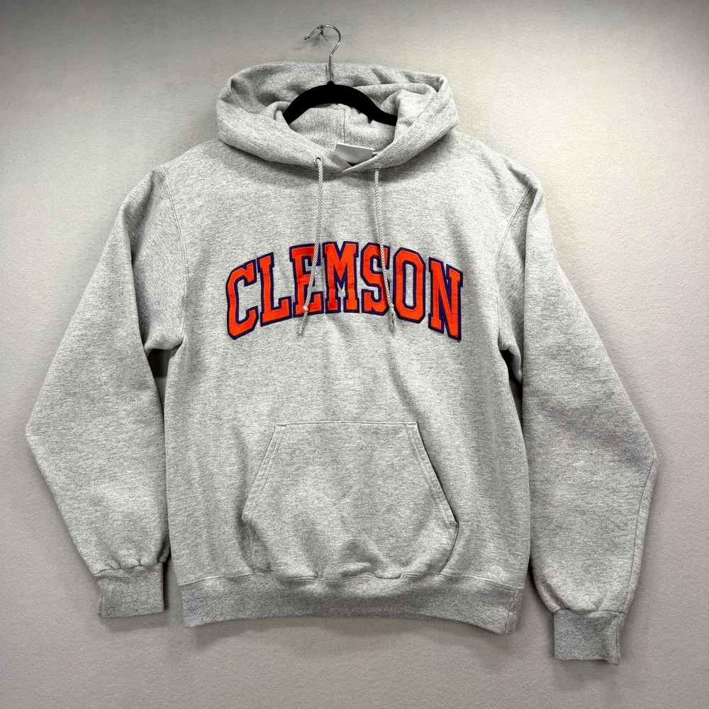 Clemson Tigers Hoodie Mens Medium Heather Gray Champion NCAA Football Sports